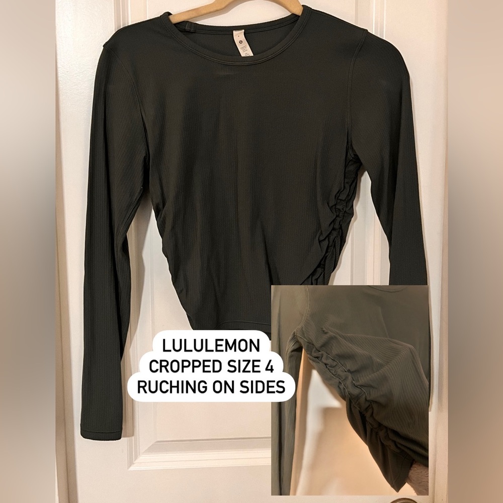 lululemon athletica Black Cropped Top with Ruching